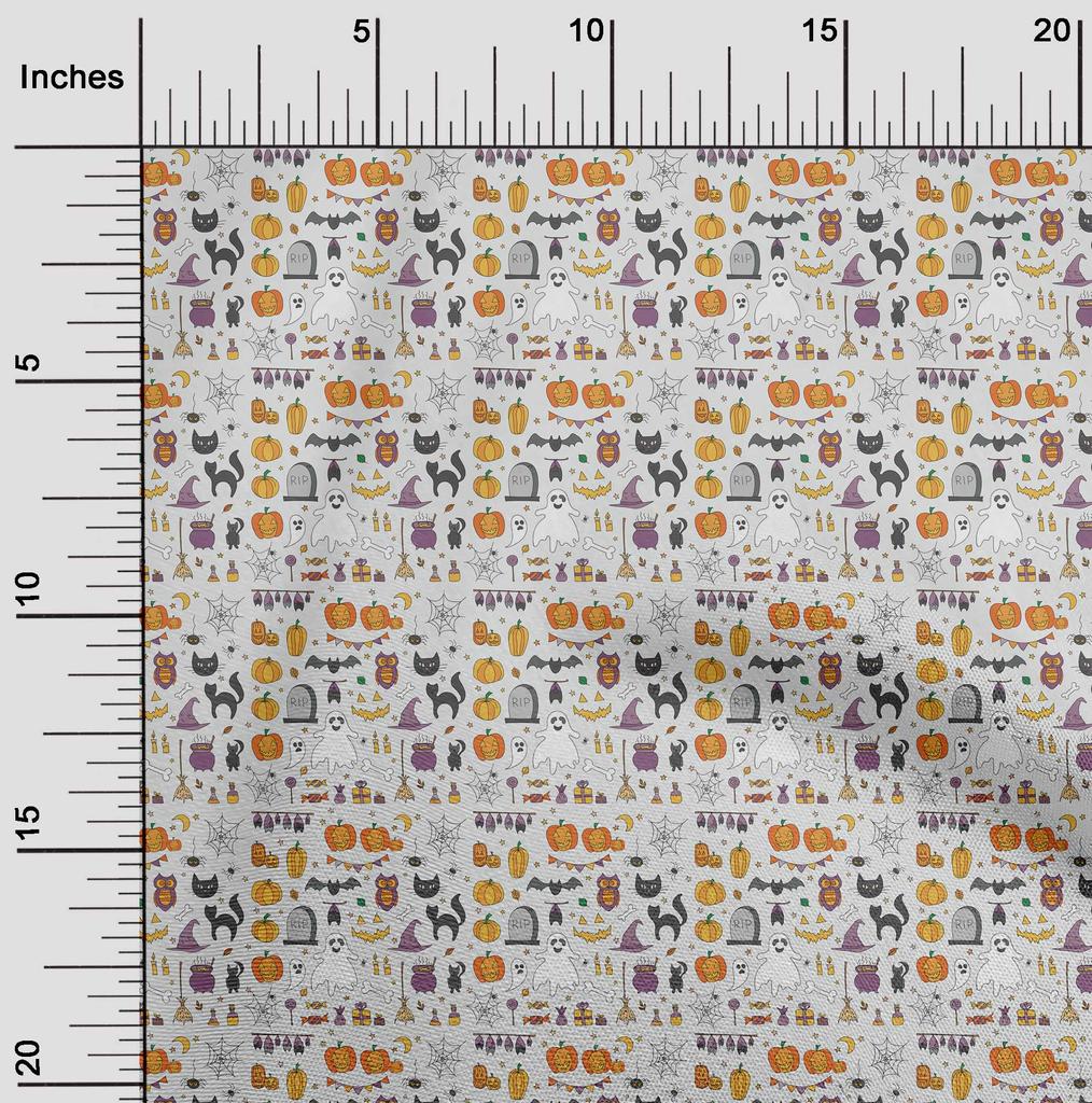 oneOone Cotton Flex Black Fabric Halloween Dress Material Fabric Print Fabric By The Yard 40 Inch