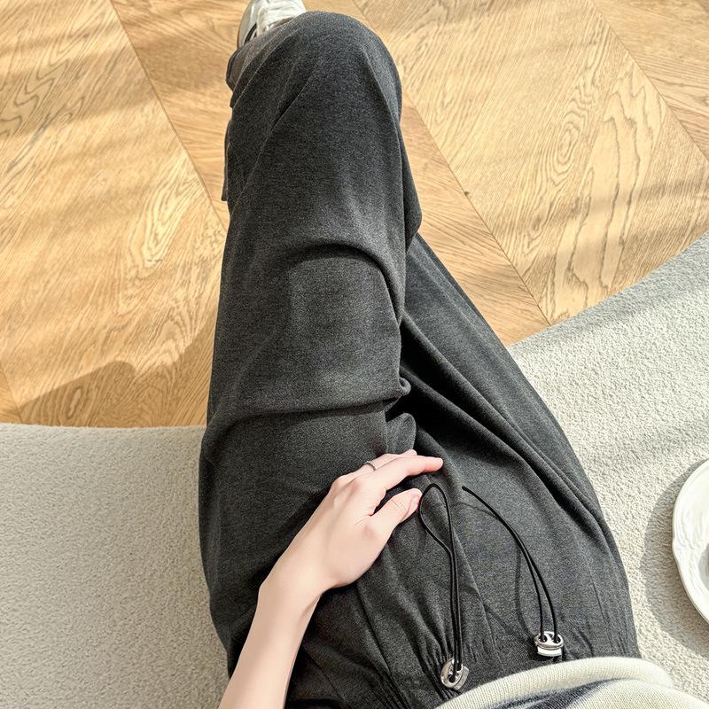 2026 Spring/Summer Maternity Knit Cotton Elastic Long Pants with Drawstring Adjustment 2XL