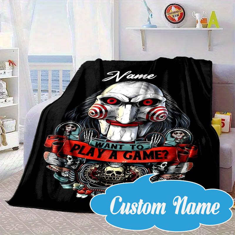 Custom Name Horror Holiday Mashup Blanket bed sofa Blanket Flannel Blanket for Camping, Hiking, Picnic Essentials,gift for Fan family