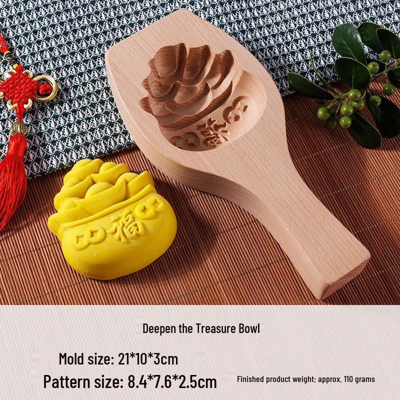 Wooden Mooncake & Pastry Mold - Solid Wood Baking Tool for Biscuits, Qingtuan, Mung Bean Cake, and Pasta.