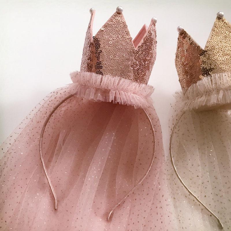 

Children s Sequin Crown Flower Girl Veil Headband Hair Accessories