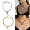 High Quality Punk Big Heart Pendant Necklace Women Fashion Statement Chunky Heavy Chain Fashion Jewelry Punk Thick Chain