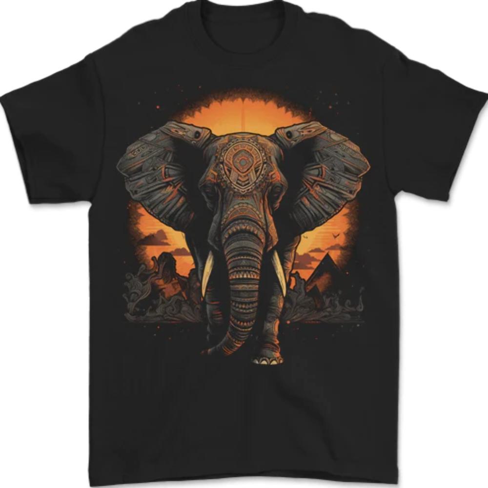 Sunset Tribal Elephant Fantasy Unisexs TShirt 100 Cotton S