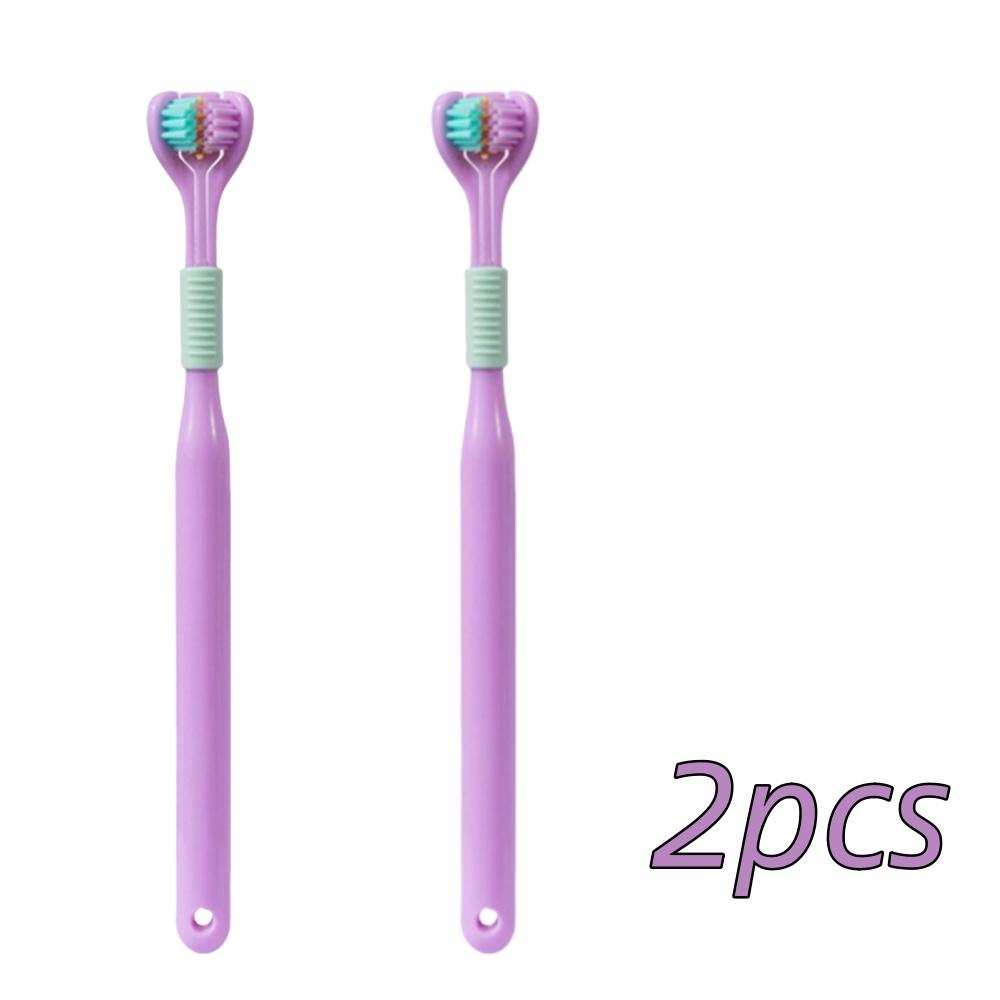 4pcs Soft Bristle 3-sided Toothbrush Gentle Clean Adult Teeth Brush for Complete Gum Care Autism Sensory Design Oral Health Tool