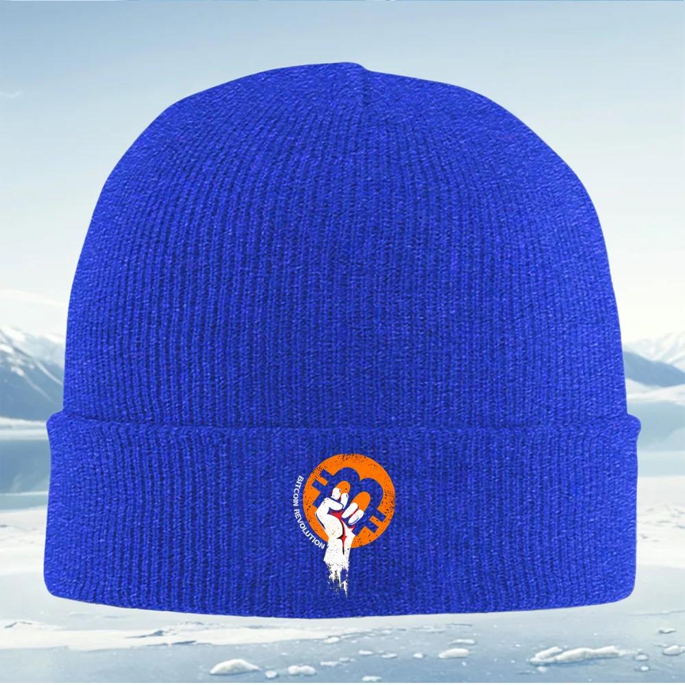 Fist Bitcoin symbolRevolution Unisex Women Unisex Knitted Hat Beanie Pullover Cap Winter Thermal Warm Christmas Outdoor Cycling Hi