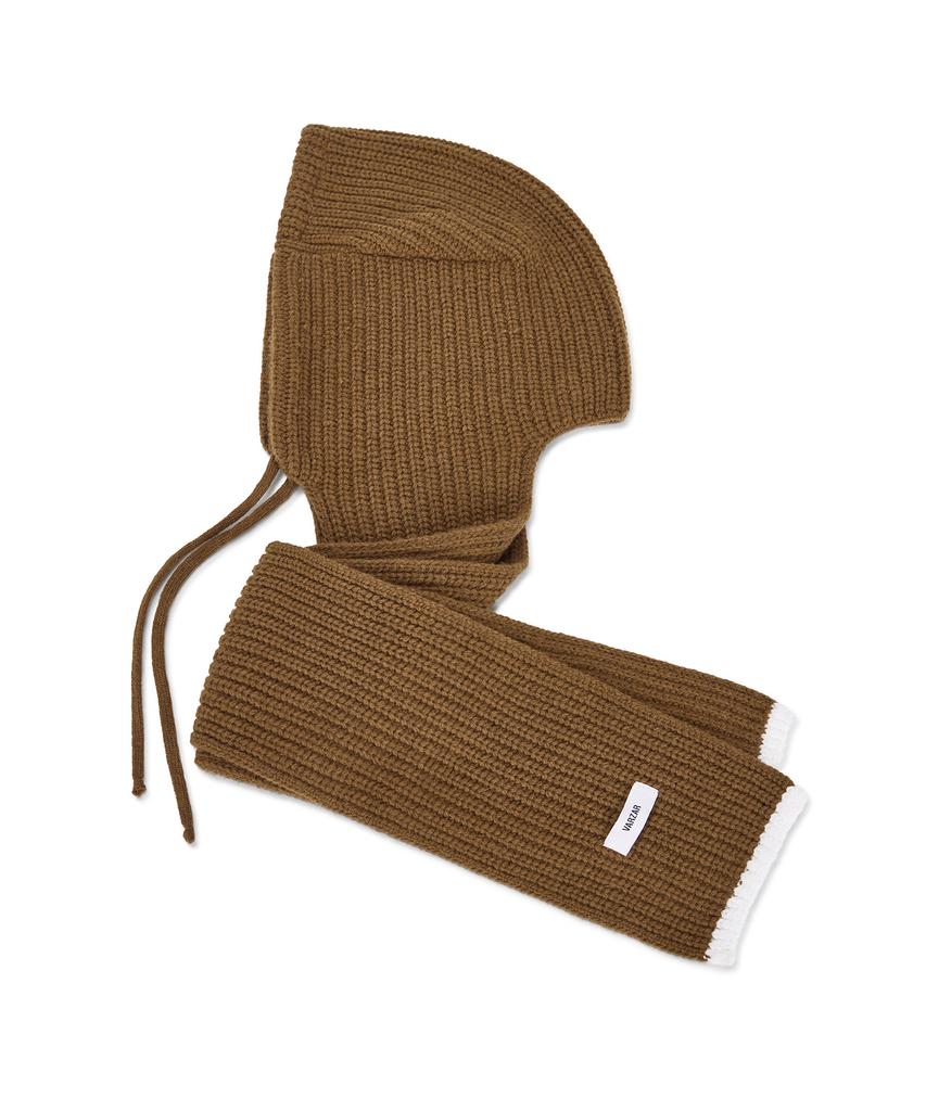 Bajal Logo Label Hooded Muffler Brown