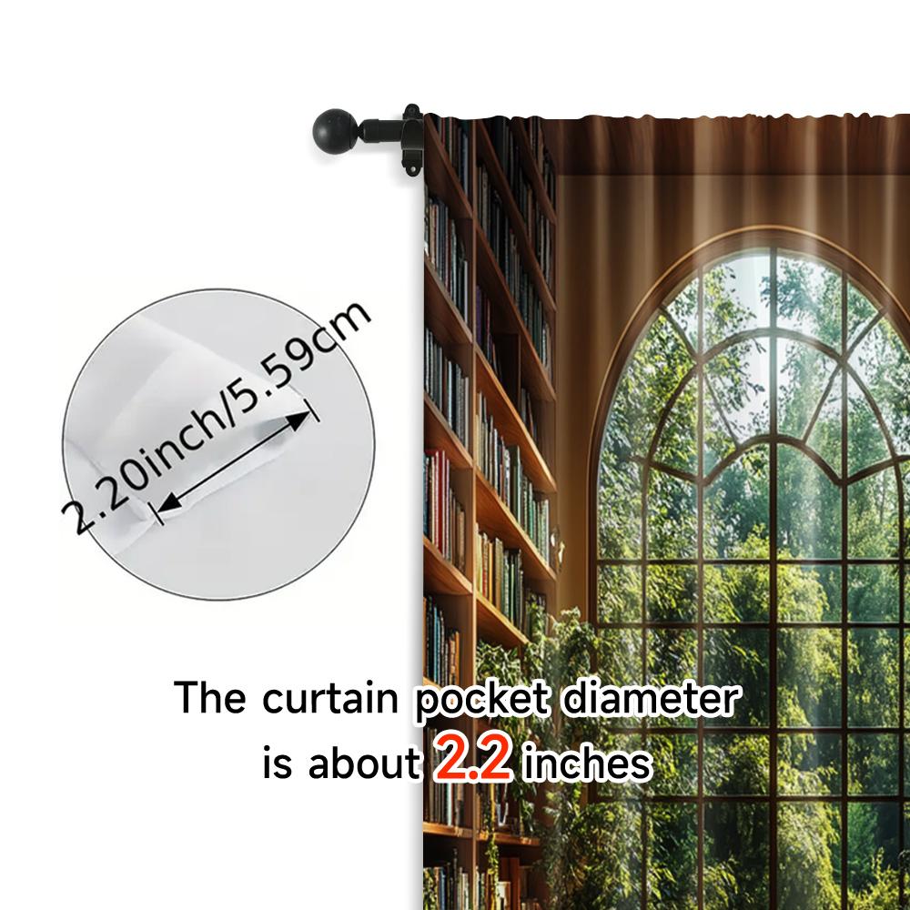 2pc,  Scene Curtains Library Machine Washable Polyester,Without Electricity Family Party for Bedroom Office Living Room Home