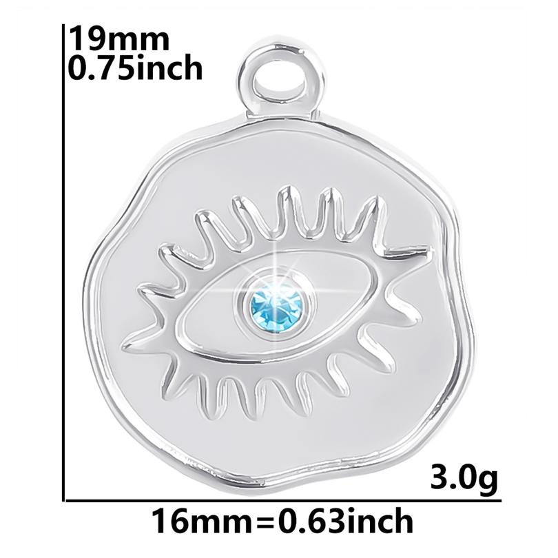 6pcs Evil Blue Eye Charm Dark Blue Heart Moon Eyes Pendant Rhinestone Stainless Steel Charm For Jewelry Making Necklace Keychain