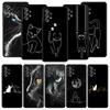 Line Black Cats Phone Case For Samsung Galaxy A17 A07 A55 A35 A25 A15 A05s A33 5G A31 A23 A21s A13 A41 A73 A53 A51 A71 A03 Cover
