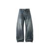 Loose men's and women's trousers autumn new washed low-rise American retro jeans men's scimitar straight wide-leg pants