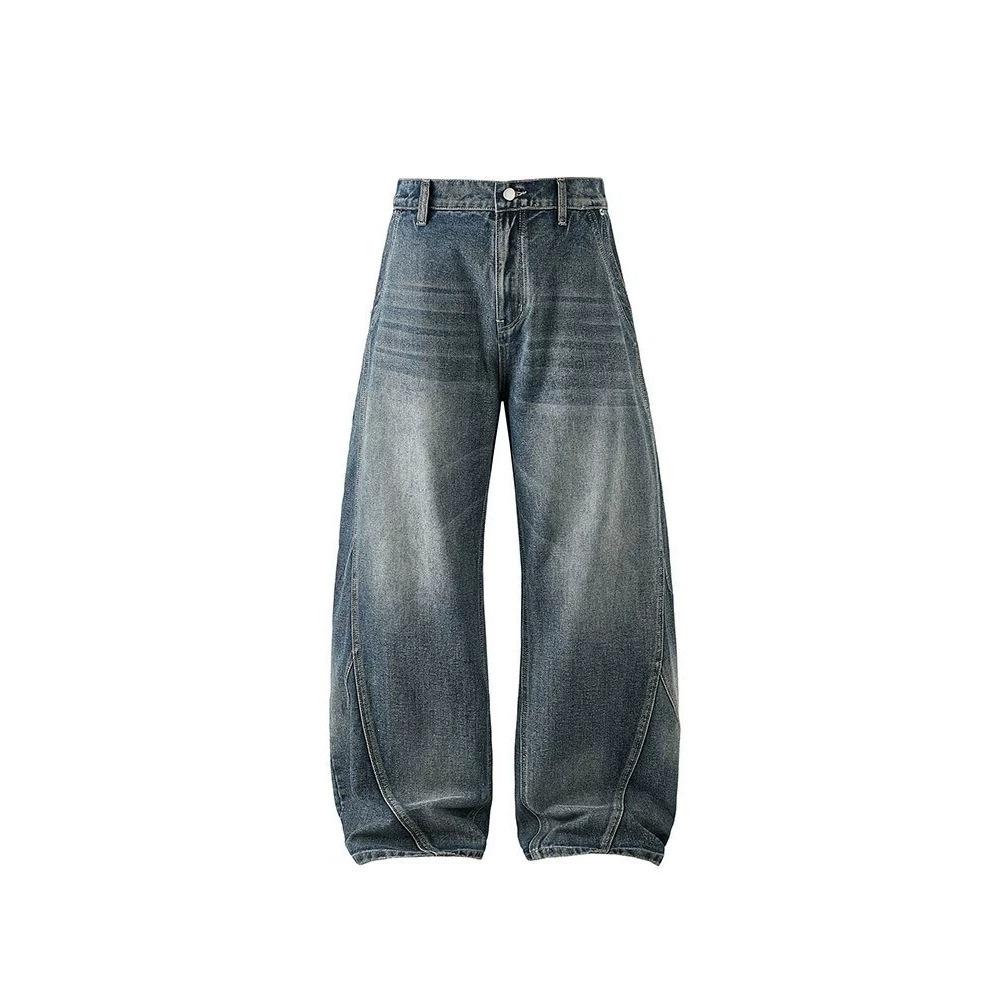 Loose men's and women's trousers autumn new washed low-rise American retro jeans men's scimitar straight wide-leg pants