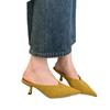 Fashion Women Suede Pointed Toe Mid Heels Slippers Fashion Heeled Shoes Summer Slingback Sandalas 2025 Pumps Designer Sandalias Mujer