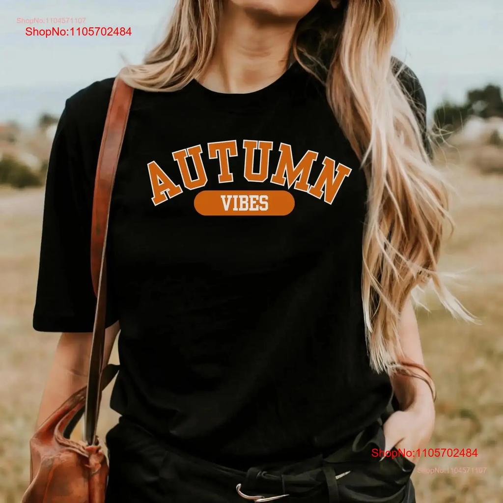 Autumn Vibes T Shirt Halloween Funny Retro Vintage Style Thanksgiving Cute Varsity Cozy Vintage Washed Graphic Casual