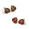 Spiral 3D Floral Ear Clips - No Piercing, Autumn/Winter Trendy Retro Studs