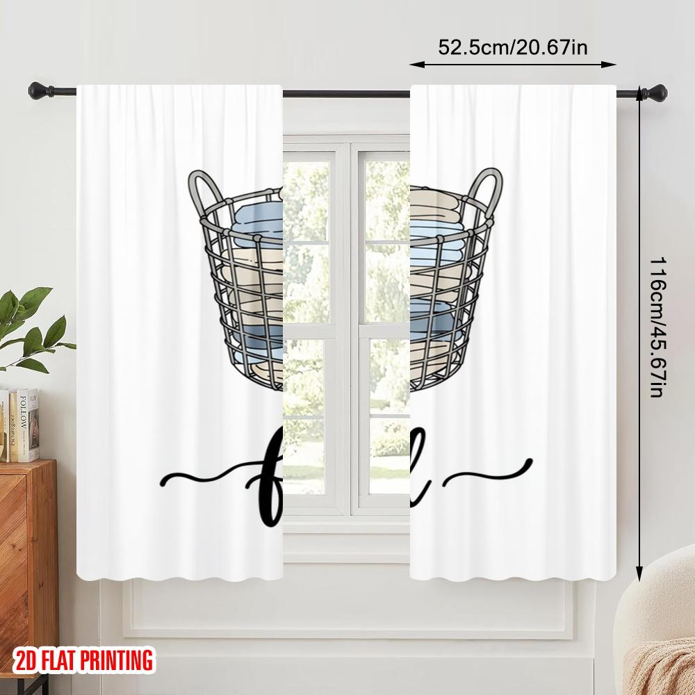 2pcs 2D flat printing Curtains Fold Laundry Basket Polyester Fabric Without Electricity Festive Wall Decor Perfect for gold wall