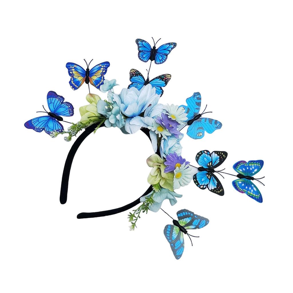Handcraft Butterfly Flower Hairhoop Fascinator Headband For Adult Music Festival Costume Event Theme Parties Wear