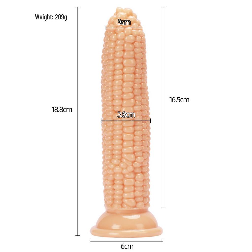 Transparent J87 Corn Cob Anal Plug with Strong Suction Cup and Irregular Egg Fruit Vegetable Design.