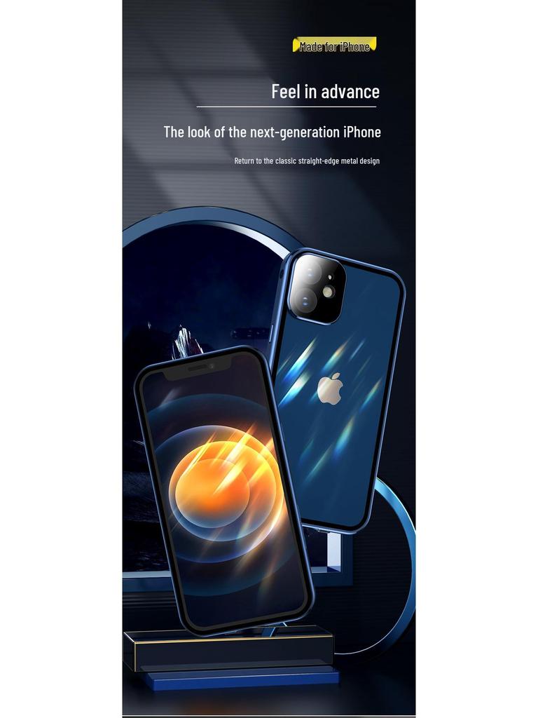iPhone 16 Pro Max Metal Frame Protective Case with Double-Sided Glass