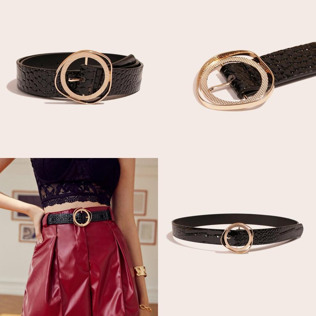 Sweet Womens Faux Leather Belt With Pattern And Alloy Buckle For Casual Wear
