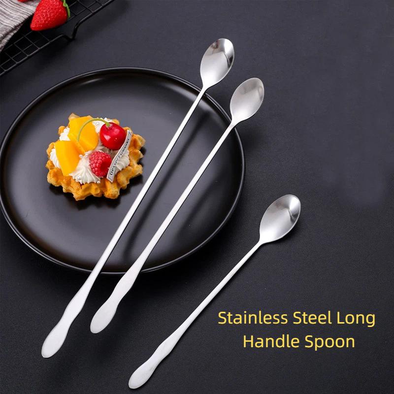 Stainless Steel Long Handle Stir Spoon Designed For Effortless Mixing In Cocktails And Teas