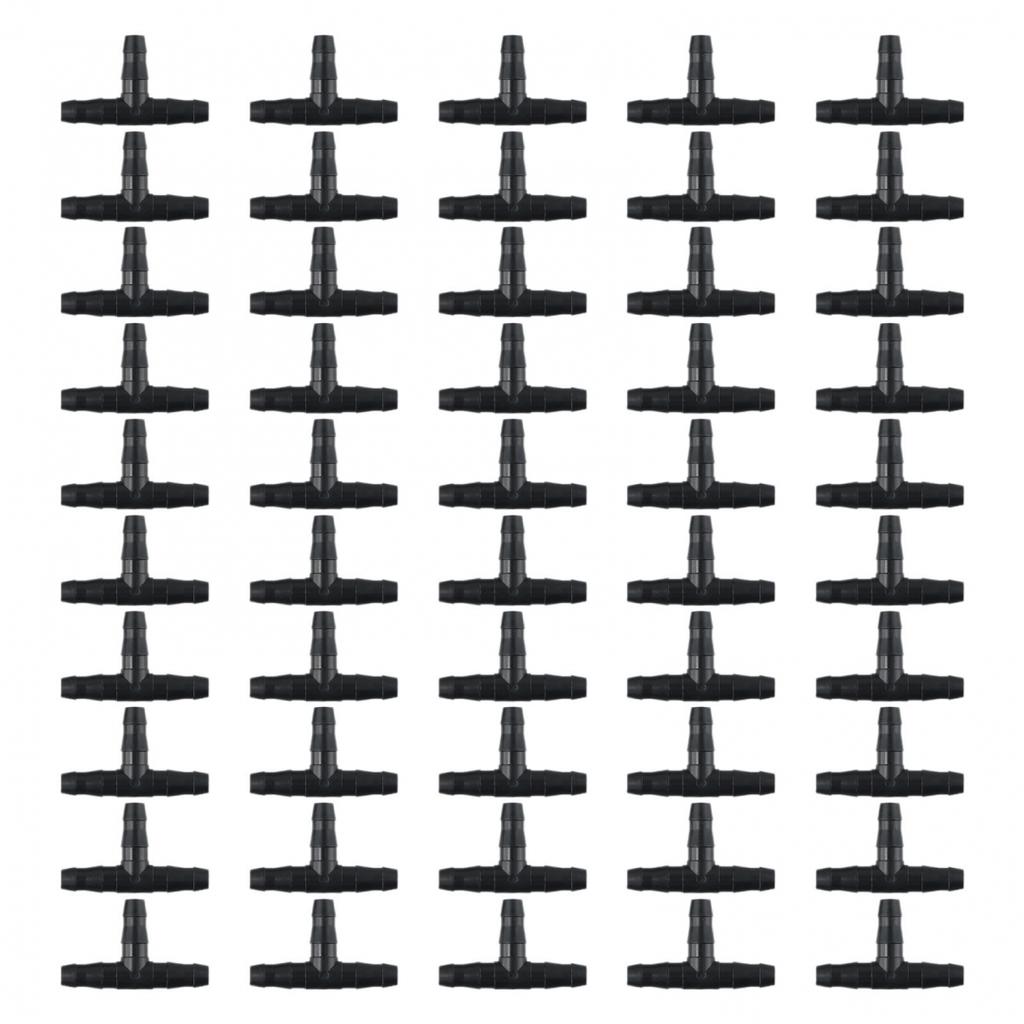 50pcs Practical Drip Sprinkler Irrigation Barbed Tee Connector for 4/7mm Hose