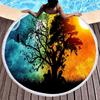 Tree of Life Round Beach Blanket with Tassels Polyester Sandproof Beach Towel,Absorbent Quick Dry Pool Towel Portable Picnic Mat