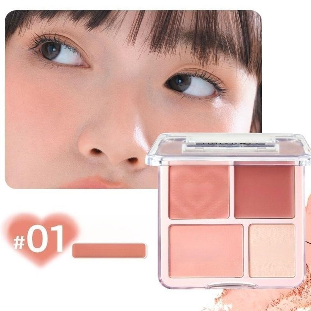 1pcs Korean Style Blush Highlighter Palette Four Color Matte Sculpting Shrinking Expanding Makeup Contouring Powder Compact
