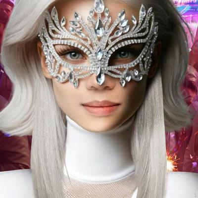 Třpytivá maska s kamínky Poloviční obličejová krytka Trendy dekorace Oko pro ženy Dáma Foto rekvizity