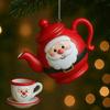 Yousheng Christmas Teapot Ornament Holly Vintage Tea Cups And Pot Set Xmas Tree Hanging Ornaments 2D Acrylic Teapot Decor with Pouring Tea Effect