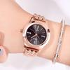 Retro High-Value Watch Women'S Light Luxury Rhinestone Dial Waterproof Quartz Watch