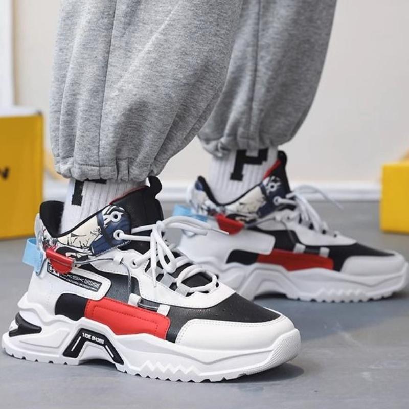 Trendy Men's High Top Hidden Height Increase Thick Sole Lace Up Sport All Match Casual Running Spring Autumn 2026 Fashion Shoes