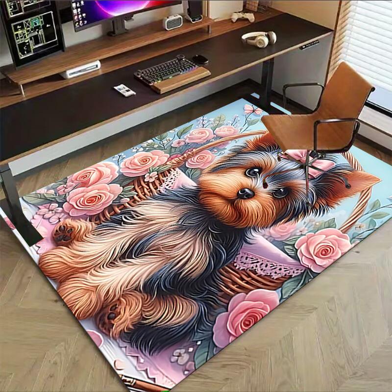 1PC Dog Flowers Carpet Ultra Soft, Thick & Absorbent, Non Slip Machine Washable Mat for Entryway