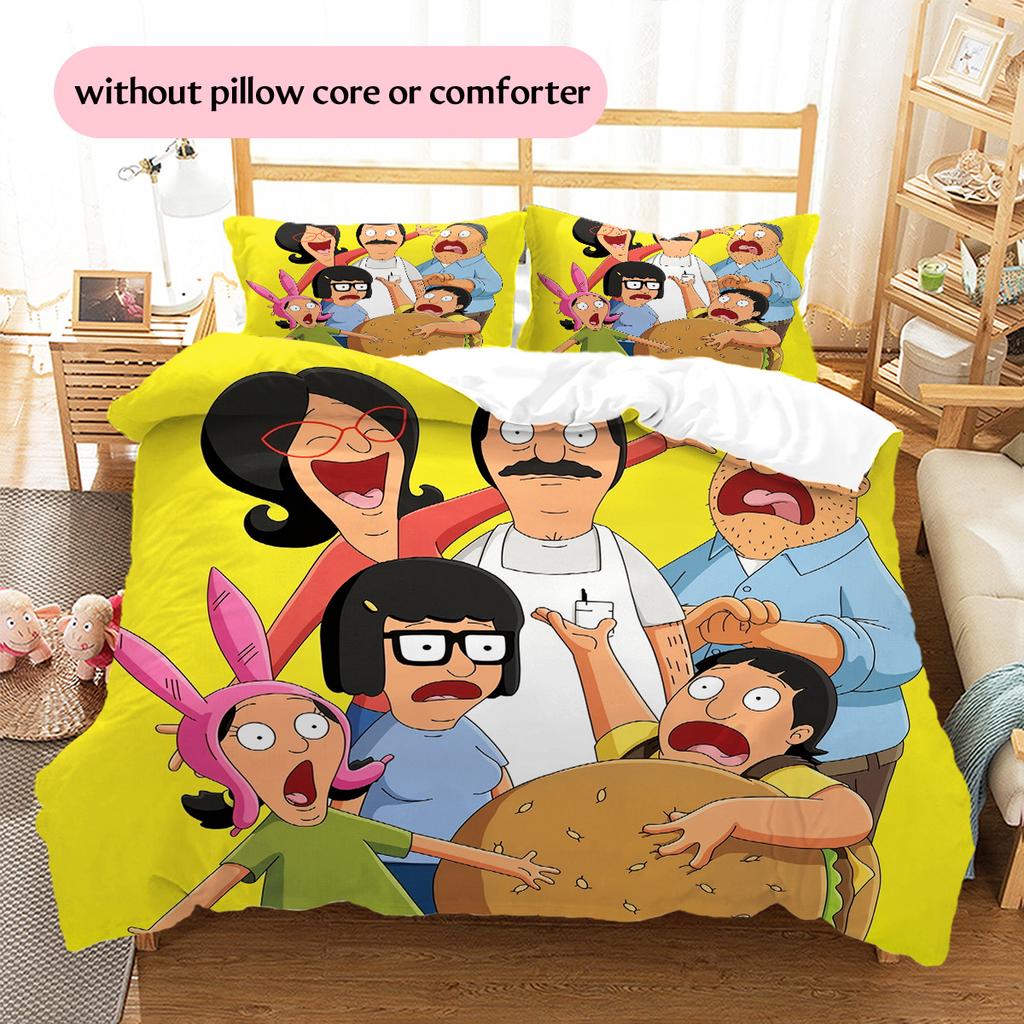 Bob's Burgers Pattern Bedding Quilt Set Home Decoration Gift (1 * Duvet Cover + 2 * Pillowcase Without Core)