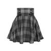 2025 Spring/Summer Dark Grey Plaid High-Waist Flared Midi and Mini Skirt Set - Trendy Girly Style