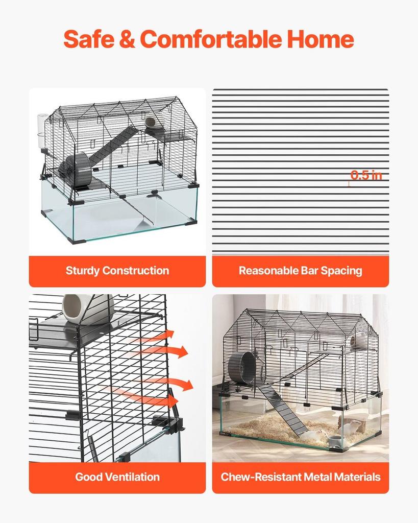 Wire Hamster Cage Habitat 22.8in Rodent Gerbil Small Animal House