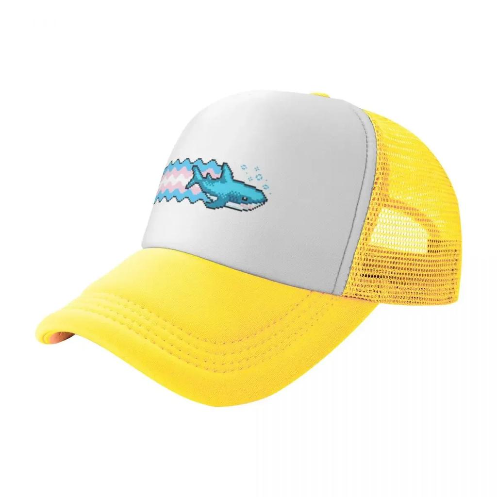 Blahaj Blue Shark Pride Pixel Art Camping Mesh Baseball Caps Women Personalized Female Beach Coquette Hat Peaked Cap