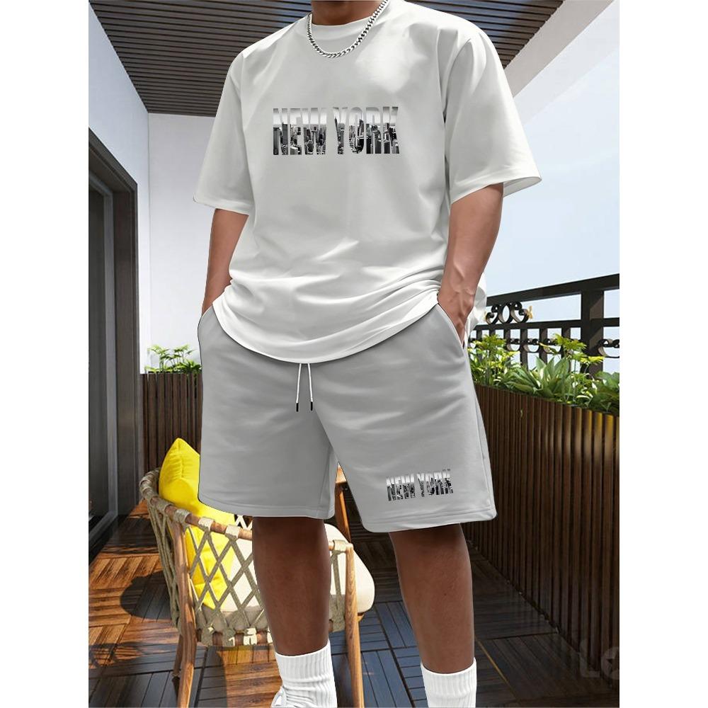 Summer Sportswear Men's Suit Fashion Two Piece Sports Fitness Running Casual Quick Drying Short Sleeved Shorts Set Men