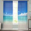 Rideaux de fenêtre transparents en Tulle, paysage de plage océan, pour salon, chambre à coucher, décoration de chambre de filles