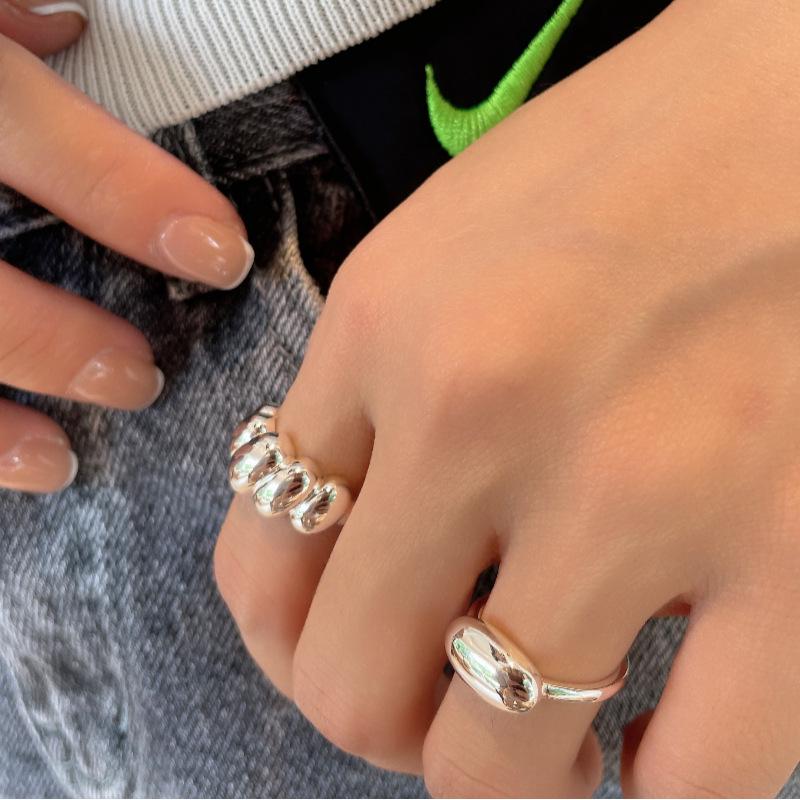 S925 Sterling Silver Croissant Ring - Women's Geometric Index Finger, Korean Minimalist High-End Design
