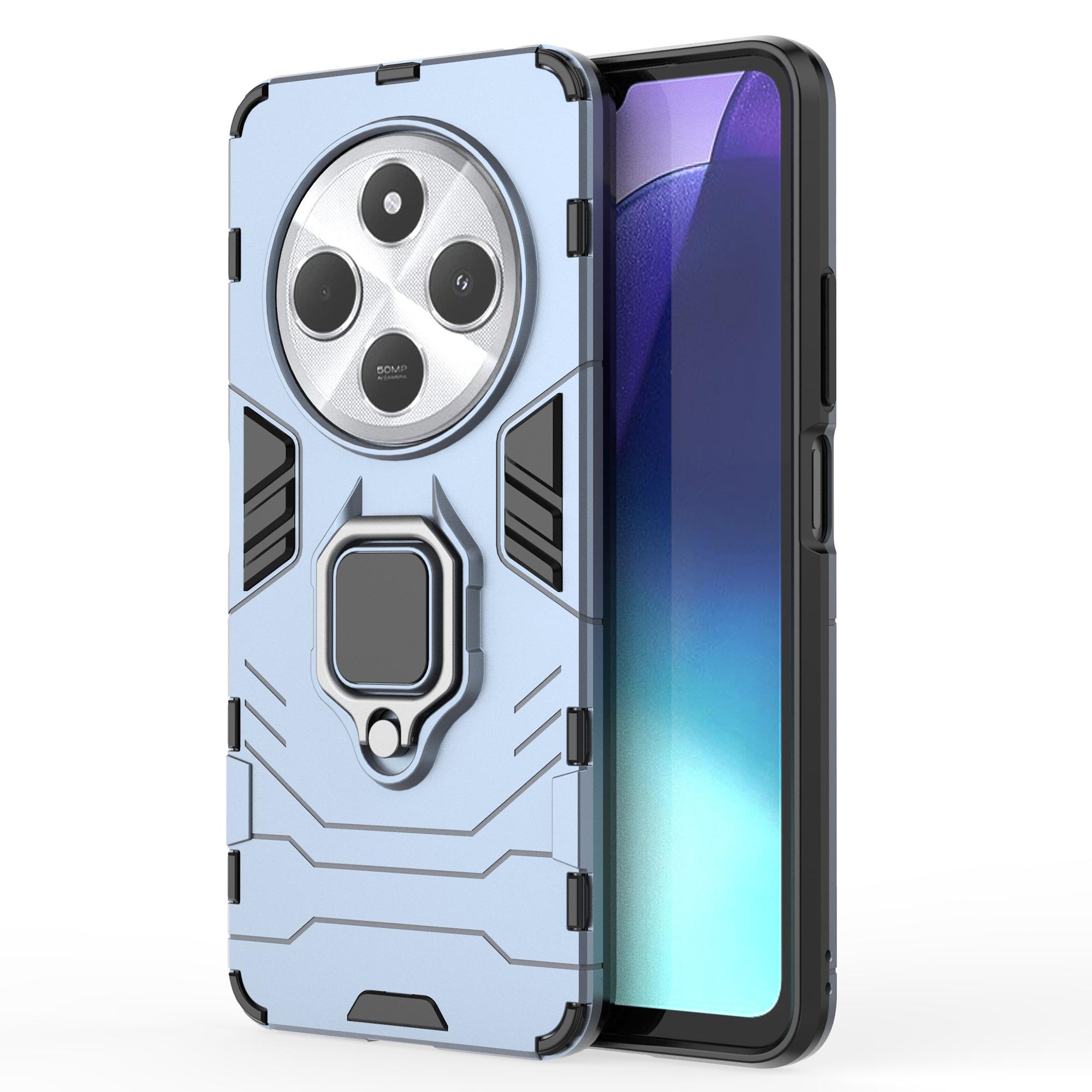 

For Xiaomi Poco C75 4G/Redmi 14R 5G/14C 4G Case PC+TPU Protective Phone Cover with Ring Kickstand Blue