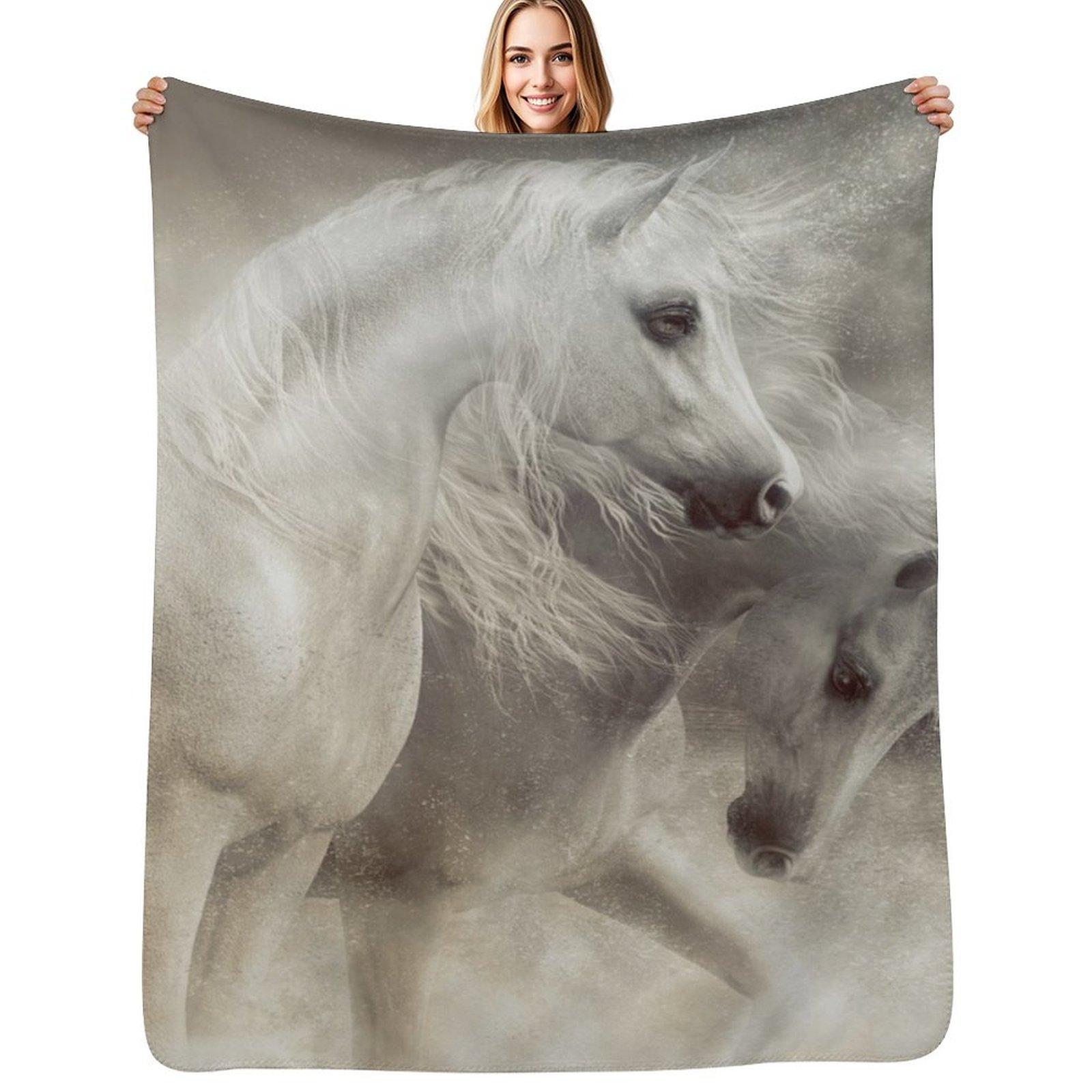 

Arabian Horses Sandstorm Throw Blanket Multi Use Warm Blanket for Living Room Bedroom 102x76cm(40x30in)