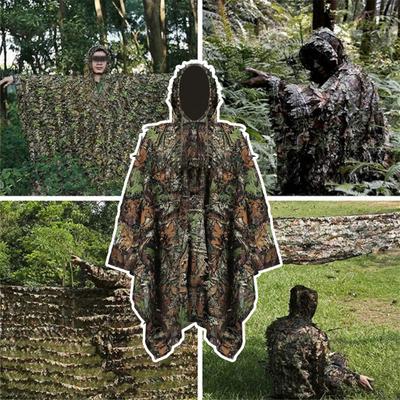 Outdoor-Verkleidung Top 3D Blätter Dekor Kordelzug Knopf Hunter Ghillie Mantel Wald Camouflage Cape