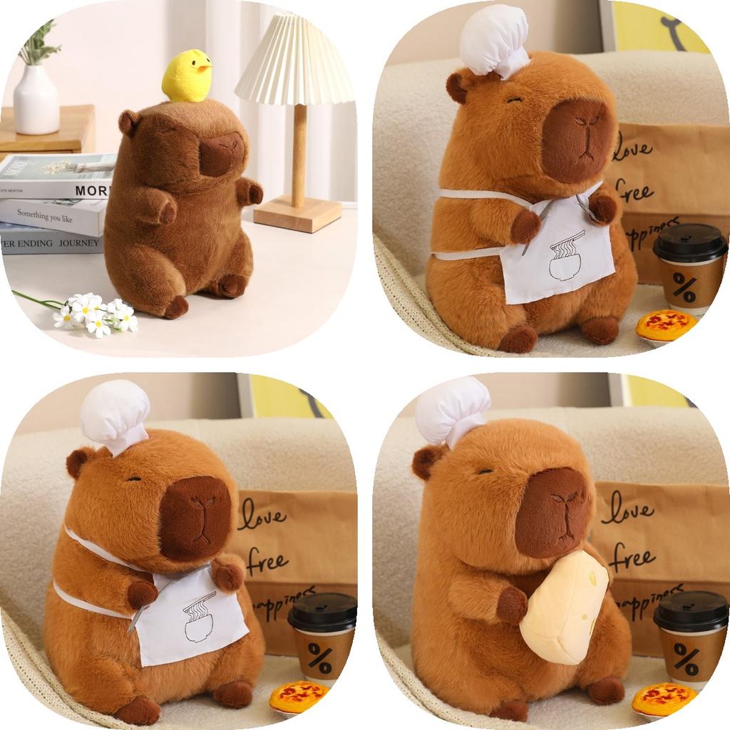 Toy Capybara Plush Animal Doll Shoulder Bag Chef Costume Children Holiday Gift