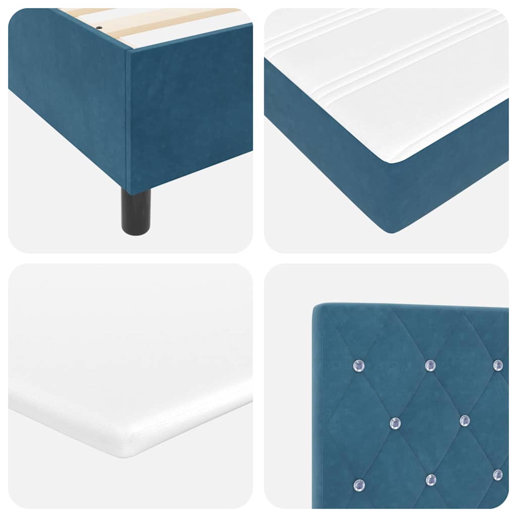 Boxspring Bed with Mattress Dark Blue 120 x 190 cm Velvet