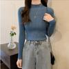 For Autumn and Winter, Wear A Fitted Long-sleeved Semi-high-neck Knitted Sweater As A Student Top