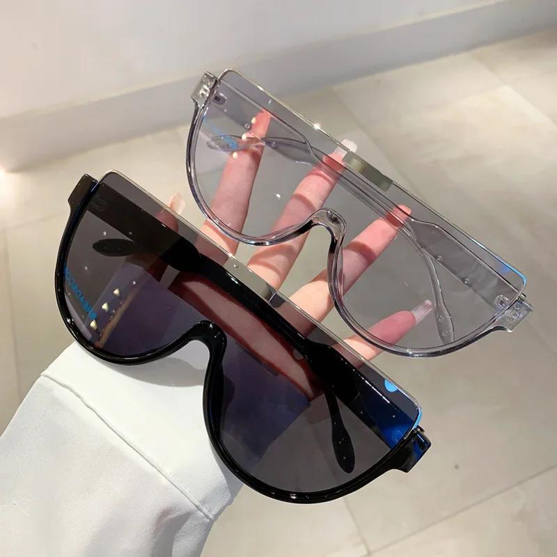 New Luxury Brand Designer Half Frame Oversized Sunglasses Women For Men Vintage Fashion Sun Glasses Trendy Punk One Piece Shades