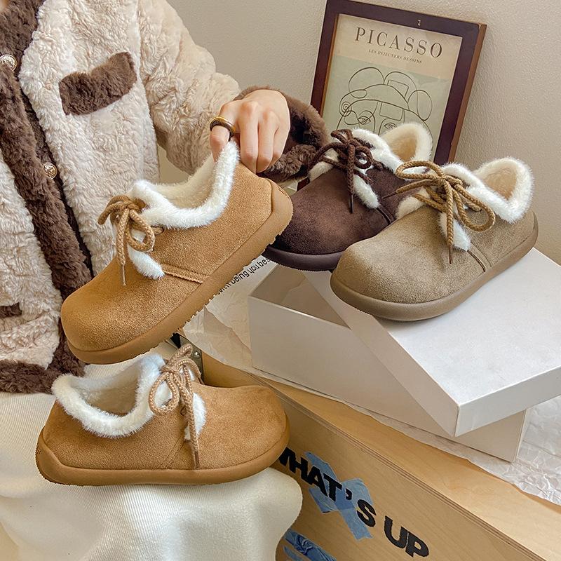 Snow Boots Women's 2025 Winter New Matte Leather Velvet Warm Ugly Cute Bread Shoes Heightened Platform Fashion Short Boots