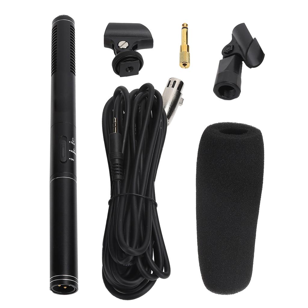 Black HighSensitivity Interview Microphone Wired Recording Mini Portable Mic for Camera