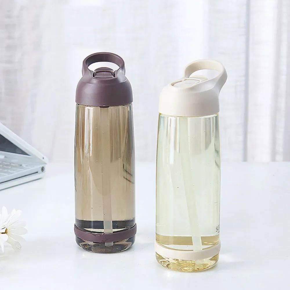 1000ml Eco - friendly Outdoor Sports Water Bottle with Straw and Lid, Plastic BPA, for Hiking and Camping