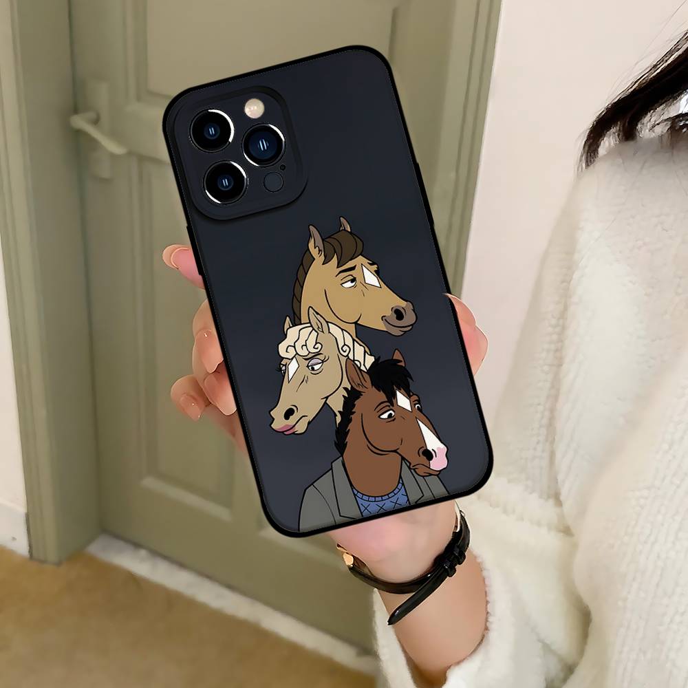 Cartoon B-BoJacks Horsemans Phone Case Black That Fits For IPhone 17,16,15,11,13,14 Pro Max,Plus,X,Xr,Xs Max,13Mini